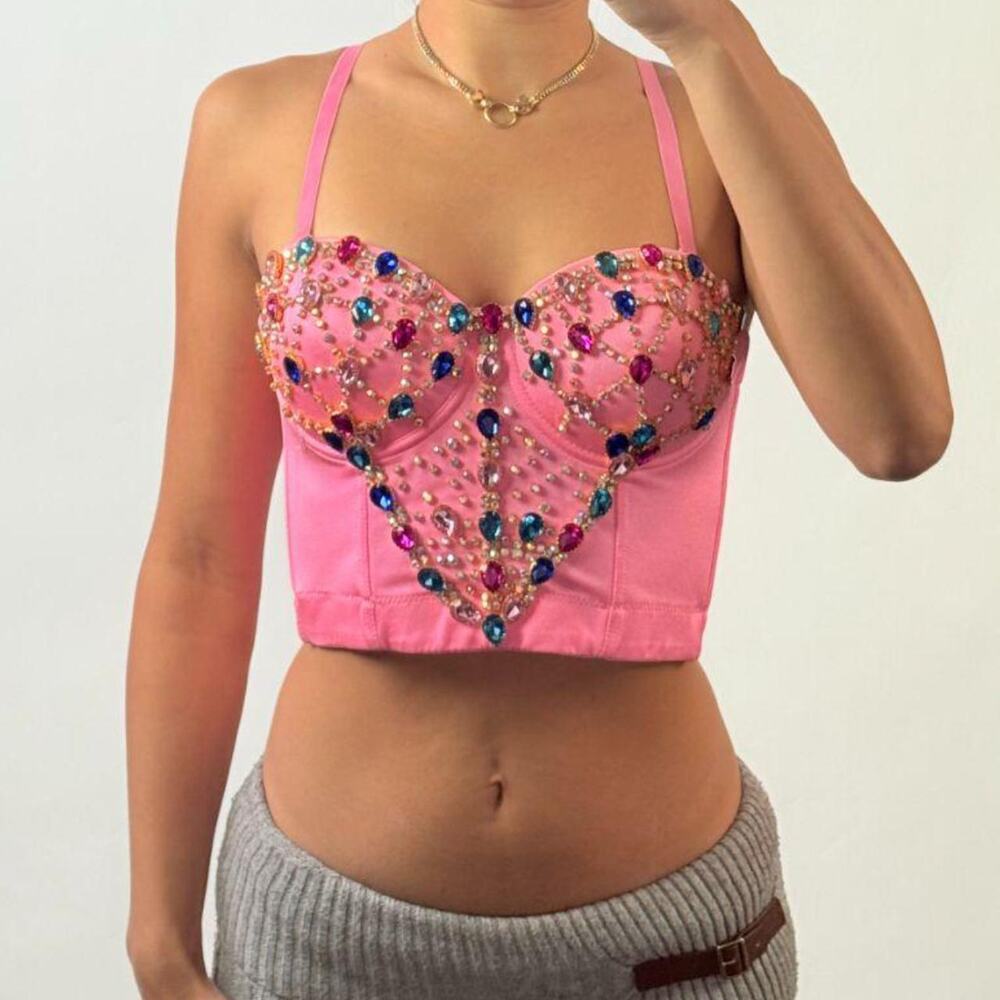 Pink Bustier with Gemstones